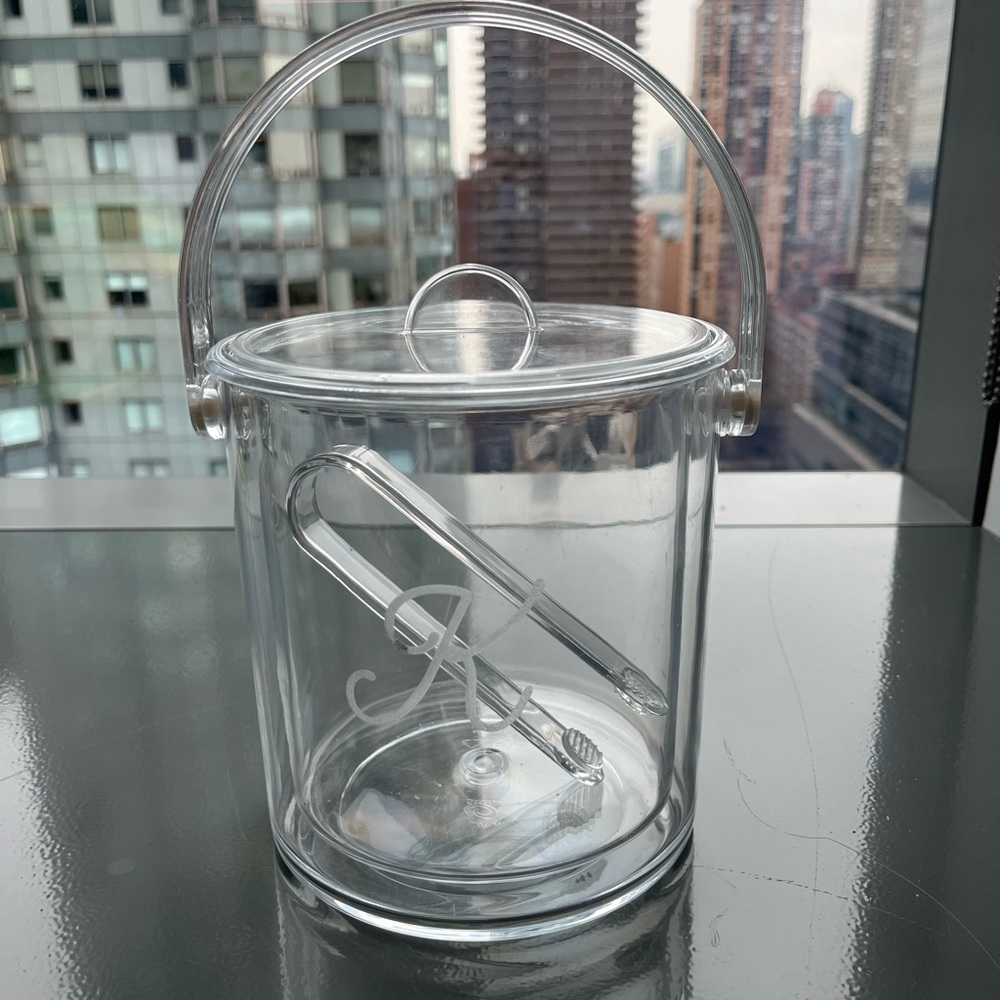 Acrylic K Monogrammed Ice Bucket from Tuckernut